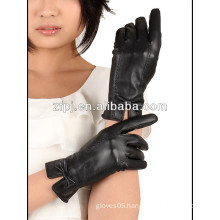 Ladies stylish bow design autumn winter touch screen leather gloves